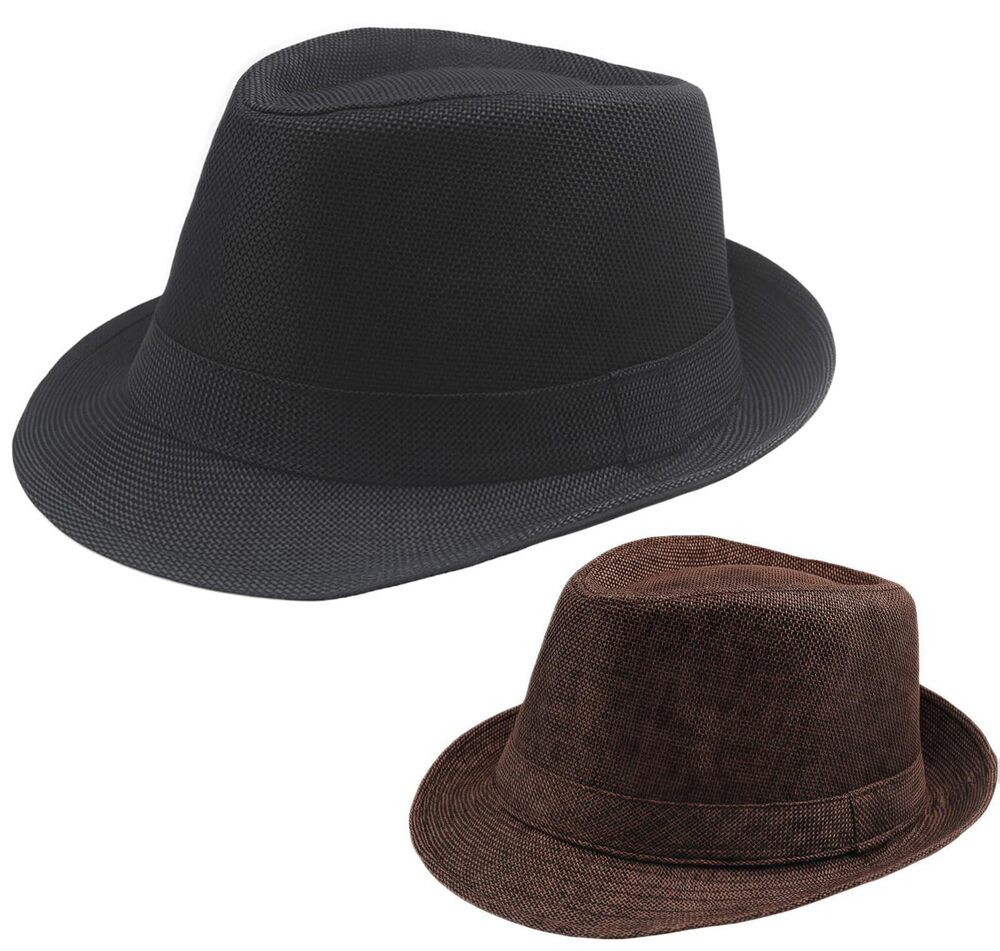 9042 2PCS Classic Fedora Hat US, Alpha, Small, Medium, Black/Brown